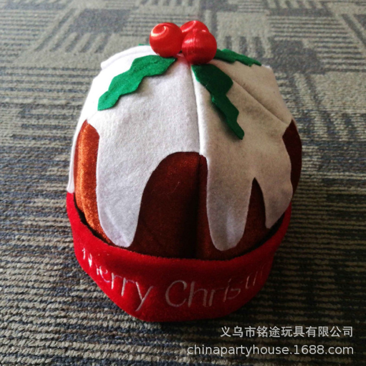 New Christmas Pudding Hat Plush Cloth Christmas Hat Flannelette Hat Factory Wholesale