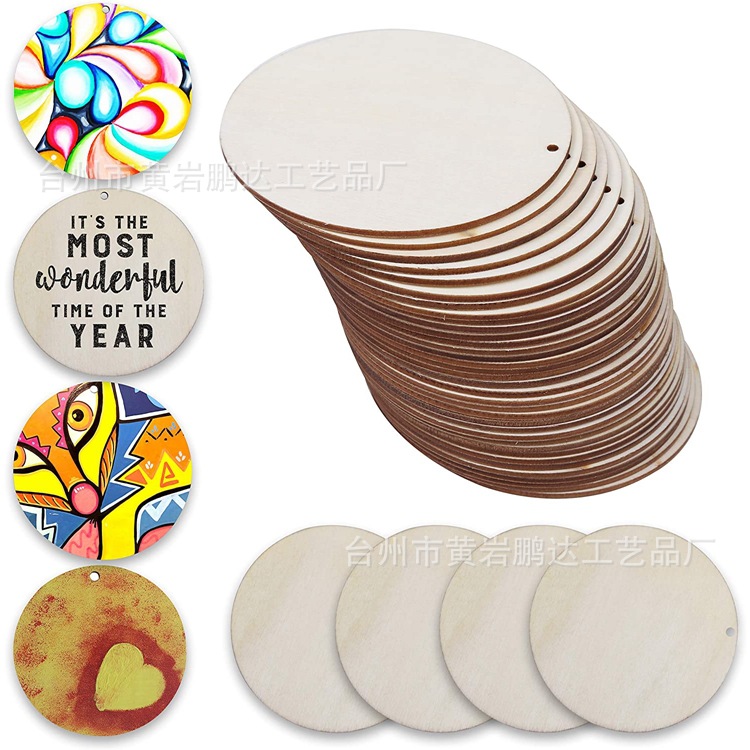 DIY Wooden Gift Coaster Doodle Hand Drawn round Wood Piece Crafts Pendant Support Small Batch