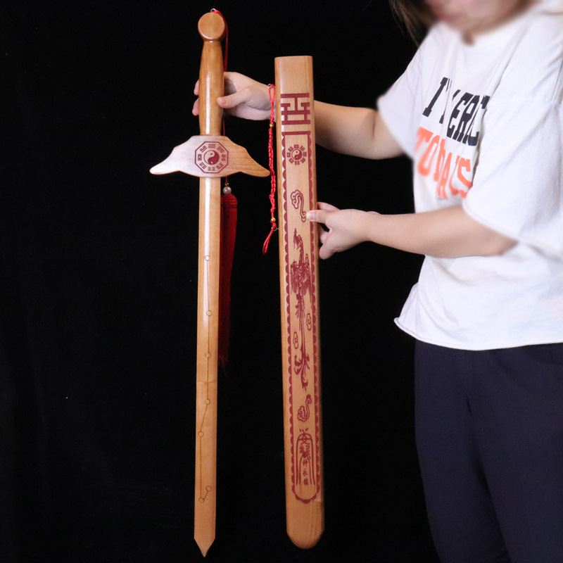 Factory Supply Peach Wood Sword Wholesale Cinnabar Seven Star Gossip Wooden Hot Sale at Scenic Spot Crafts Large Quantity Bargaining