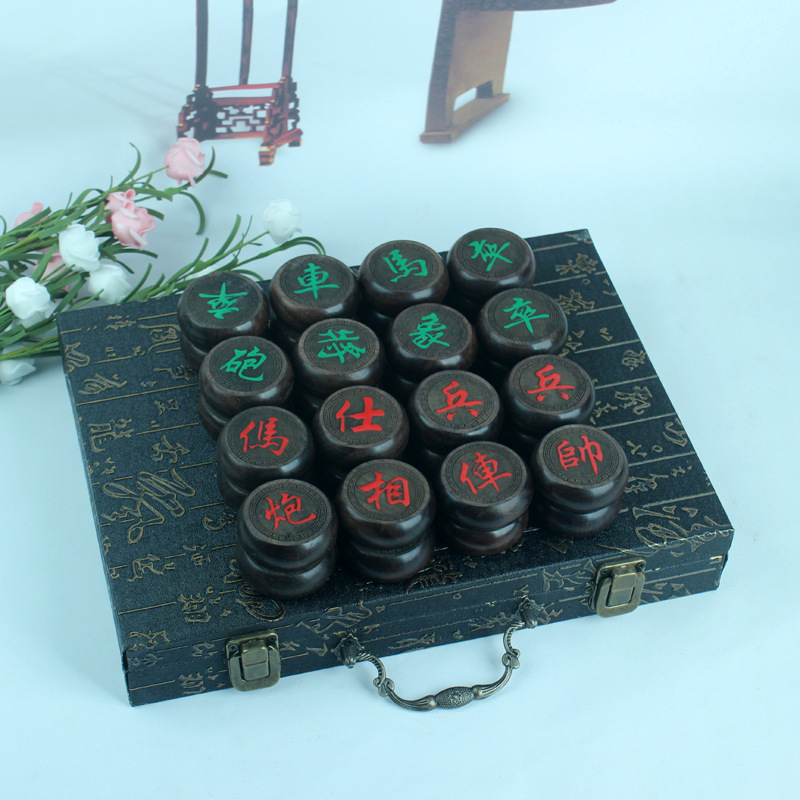 Factory Direct Supply Ebony Chinese Chess Set Wood Carving Crafts Chess Business Craft Gift Wholesale