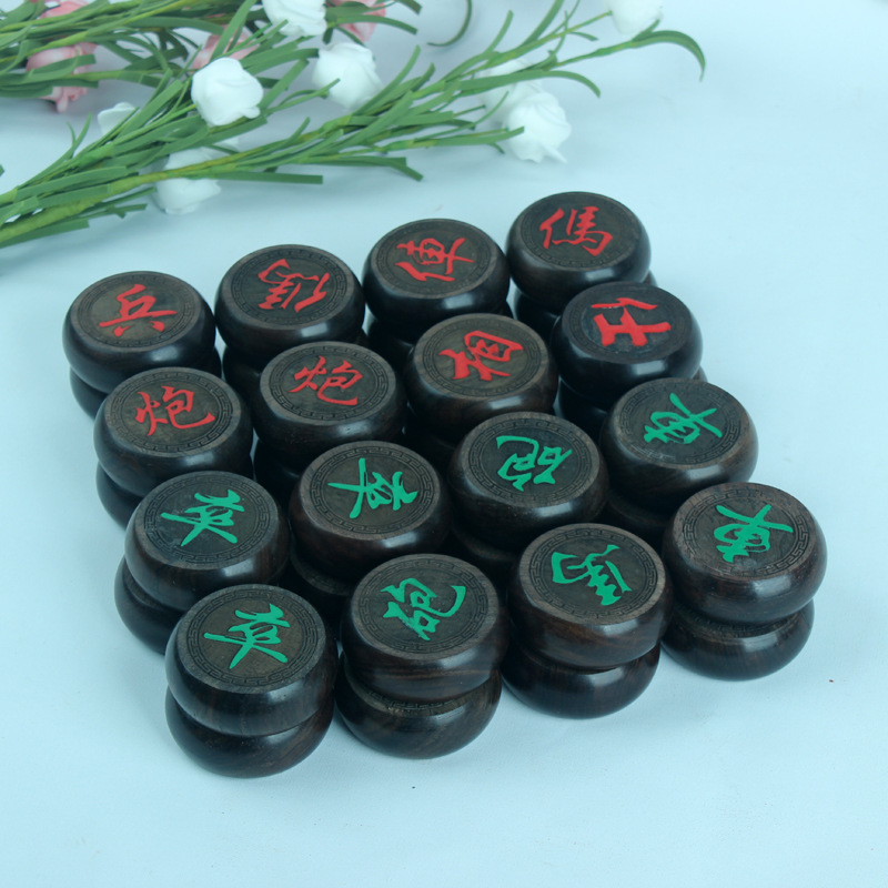 Factory Direct Supply Ebony Chinese Chess Set Wood Carving Crafts Chess Business Craft Gift Wholesale