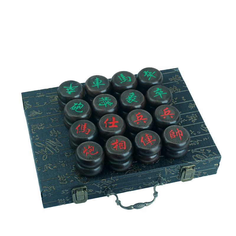 Factory Direct Supply Ebony Chinese Chess Set Wood Carving Crafts Chess Business Craft Gift Wholesale