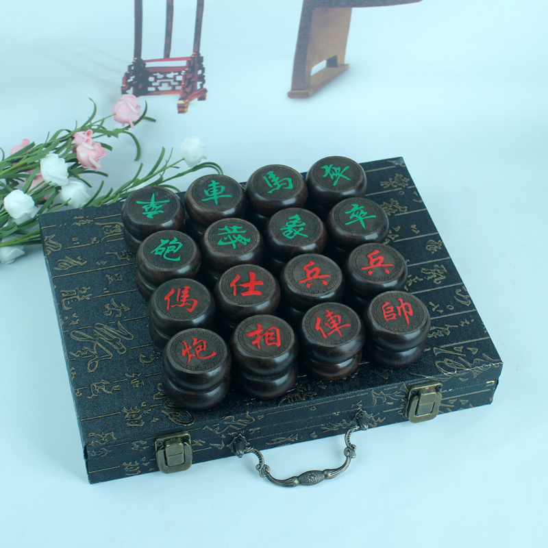 Factory Direct Supply Ebony Chinese Chess Set Wood Carving Crafts Chess Business Craft Gift Wholesale