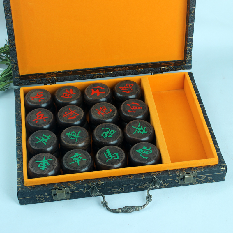Factory Direct Supply Ebony Chinese Chess Set Wood Carving Crafts Chess Business Craft Gift Wholesale