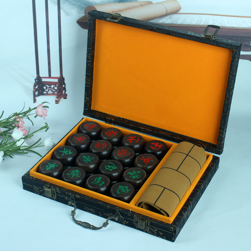 Factory Direct Supply Ebony Chinese Chess Set Wood Carving Crafts Chess Business Craft Gift Wholesale