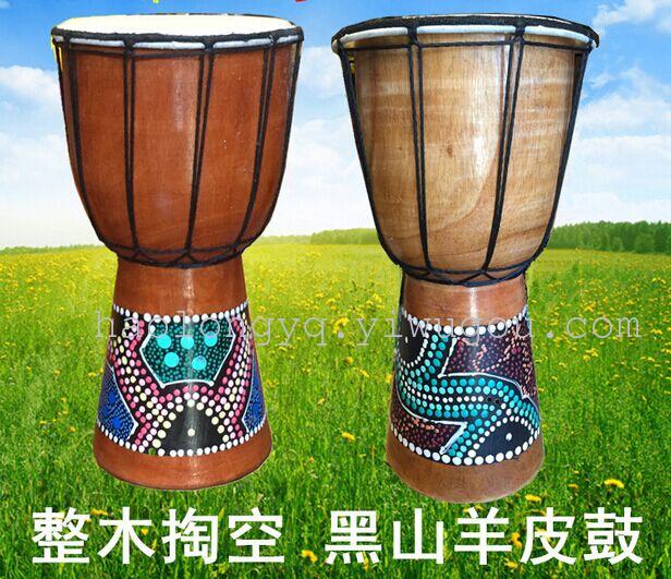 Musical Instrument 6-Inch African Drum 6-Inch African Drum Hollowed-out Solid Wood Black Mountain Sheepskin Drum Crafts Musical Instrument 6-Inch African Drum 6-Inch African Drum Hollowed-out Solid Wood Black Mountain Sheepskin Drum Crafts