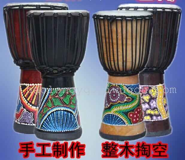 Musical Instrument 6-Inch African Drum 6-Inch African Drum Hollowed-out Solid Wood Black Mountain Sheepskin Drum Crafts Musical Instrument 6-Inch African Drum 6-Inch African Drum Hollowed-out Solid Wood Black Mountain Sheepskin Drum Crafts