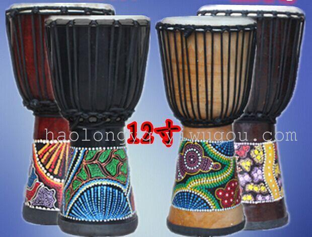 Musical Instrument 6-Inch African Drum 6-Inch African Drum Hollowed-out Solid Wood Black Mountain Sheepskin Drum Crafts Musical Instrument 6-Inch African Drum 6-Inch African Drum Hollowed-out Solid Wood Black Mountain Sheepskin Drum Crafts