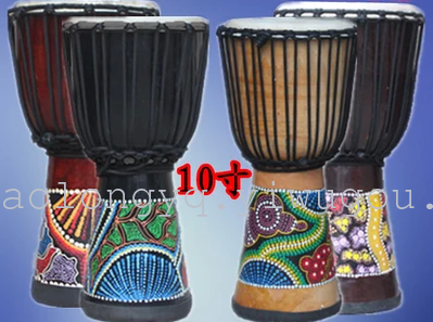 Musical Instrument 6-Inch African Drum 6-Inch African Drum Hollowed-out Solid Wood Black Mountain Sheepskin Drum Crafts Musical Instrument 6-Inch African Drum 6-Inch African Drum Hollowed-out Solid Wood Black Mountain Sheepskin Drum Crafts