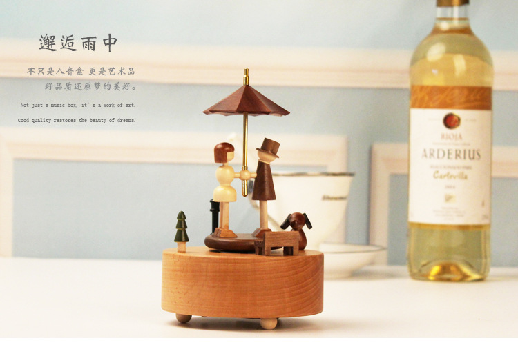 Cross-border spot wood small antivir handmade music box rain valentine's day gifts wood crafts wholesale customization Cross-border spot wood small antivir handmade music box rain valentine's day gifts wood crafts wholesale customization