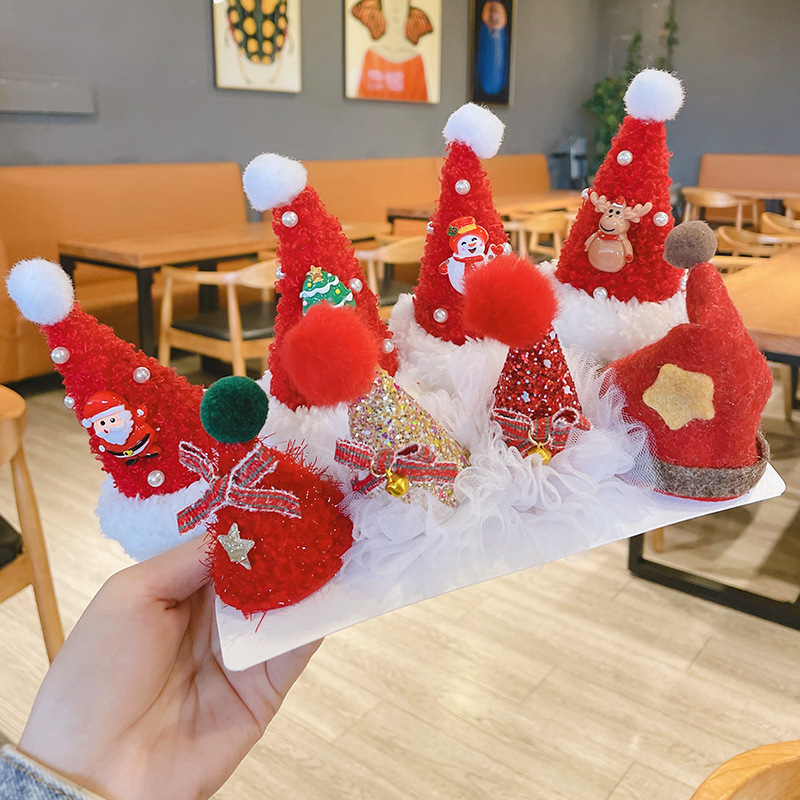 Christmas Headwear Santa Claus Cute Mori Style Hair Accessories Barrettes Ornaments Small Gift Christmas Hat