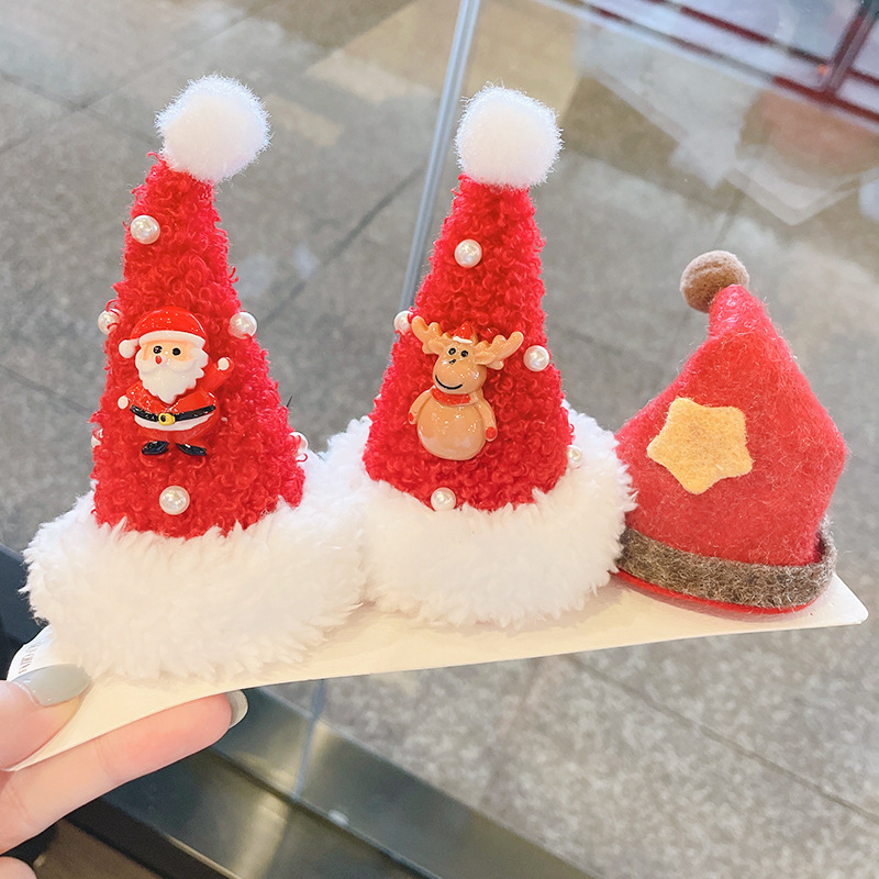 Christmas Headwear Santa Claus Cute Mori Style Hair Accessories Barrettes Ornaments Small Gift Christmas Hat