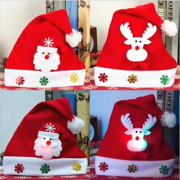 Hat Children's Luminous Hat Cute Luminous Elk Christmas Hat for the Elderly Christmas Creative Hat Manufacturer