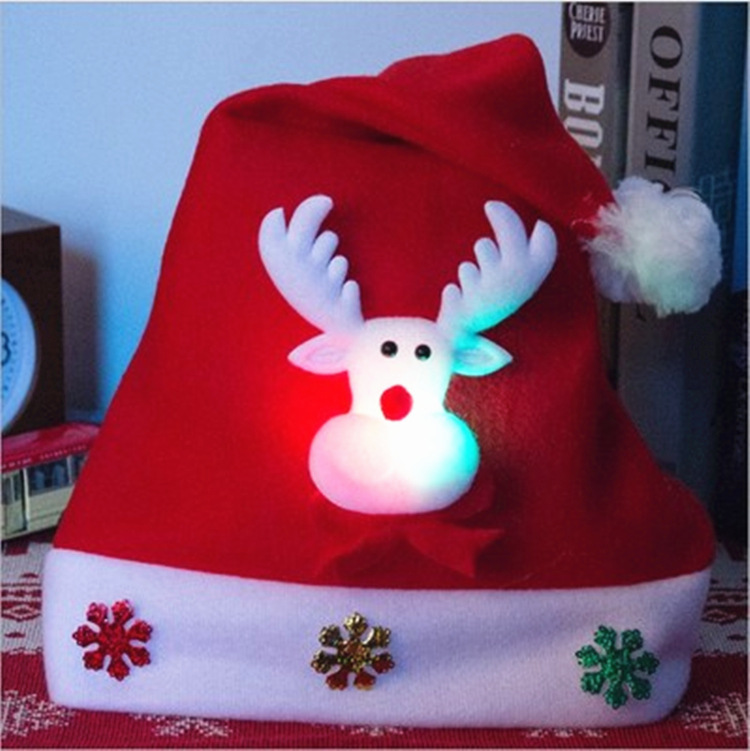 Hat Children's Luminous Hat Cute Luminous Elk Christmas Hat for the Elderly Christmas Creative Hat Manufacturer