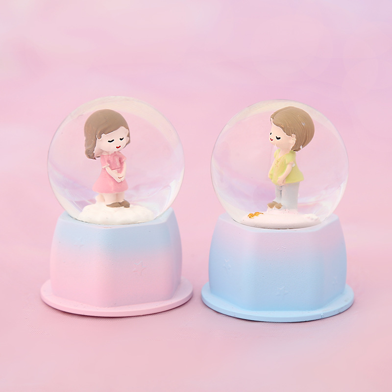 45 Small Cartoon Character Crystal Ball Cake with Light Car Home Decoration Gift Gift Plastic Crafts