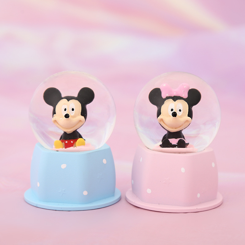 45 Small Cartoon Character Crystal Ball Cake with Light Car Home Decoration Gift Gift Plastic Crafts
