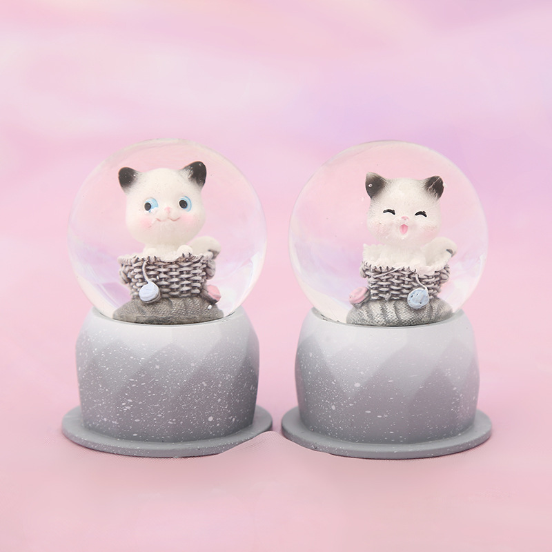 45 Small Cartoon Character Crystal Ball Cake with Light Car Home Decoration Gift Gift Plastic Crafts