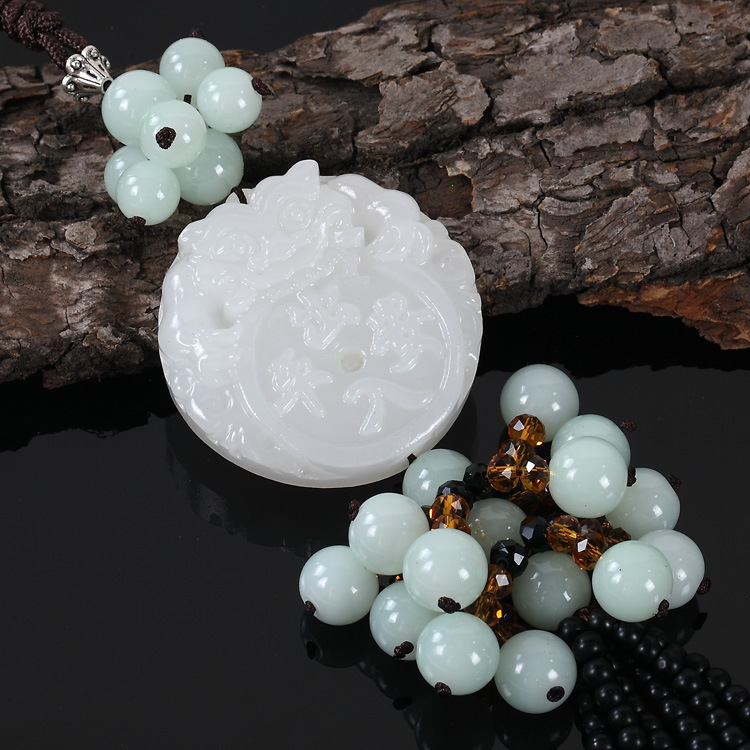 Two - sided genuine Afghanistan white jade top grade pixiu hanging decorative car interior decorative articles crystal crafts