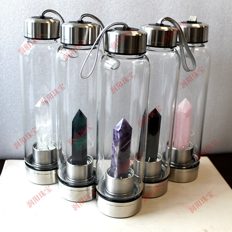 Natural Hexagonal Crystal Column Energy Glass Water Cup Magic Wand Water Bottle Crystal Tea Crystal Crafts