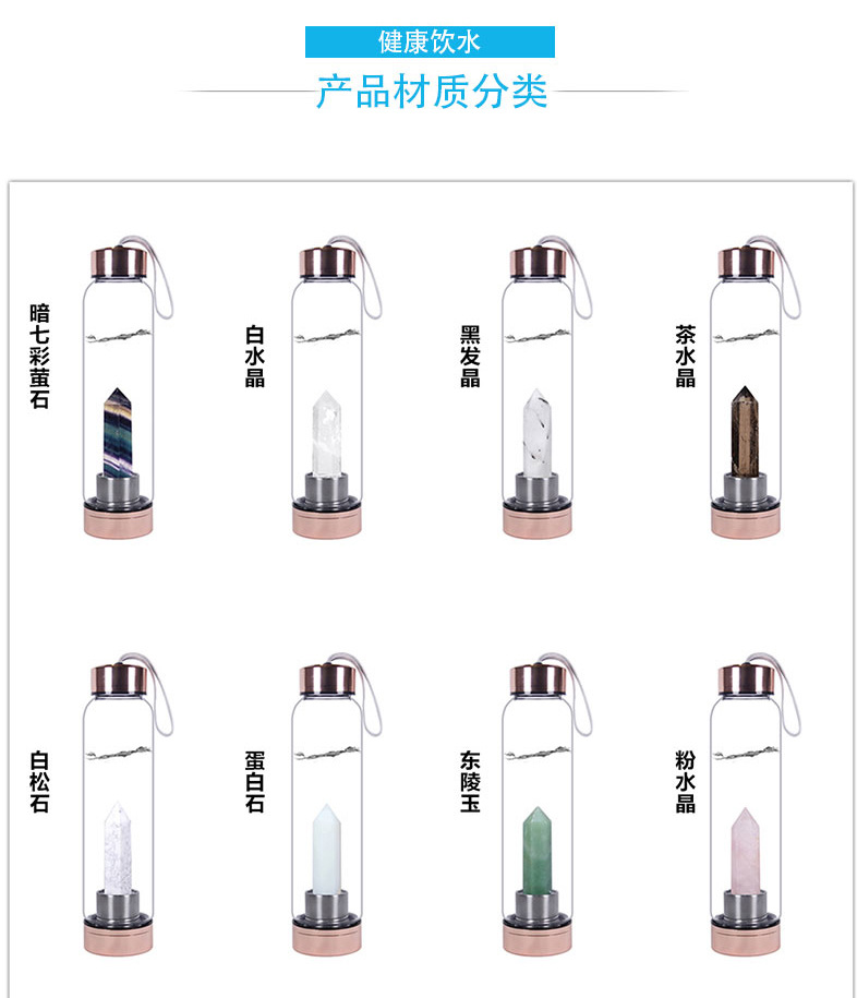 Natural Hexagonal Crystal Column Energy Glass Water Cup Magic Wand Water Bottle Crystal Tea Crystal Crafts