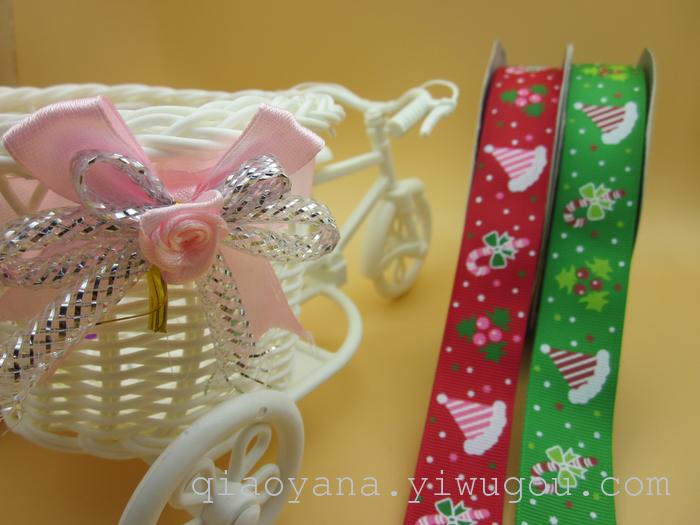 Factory Direct Sales Ribbon Printing Christmas Hat Printing Ribbon 2.5cm Ribbed Band Printing Christmas Snowflake Bell Factory Direct Sales Ribbon Printing Christmas Hat Printing Ribbon 2.5cm Ribbed Band Printing Christmas Snowflake Bell