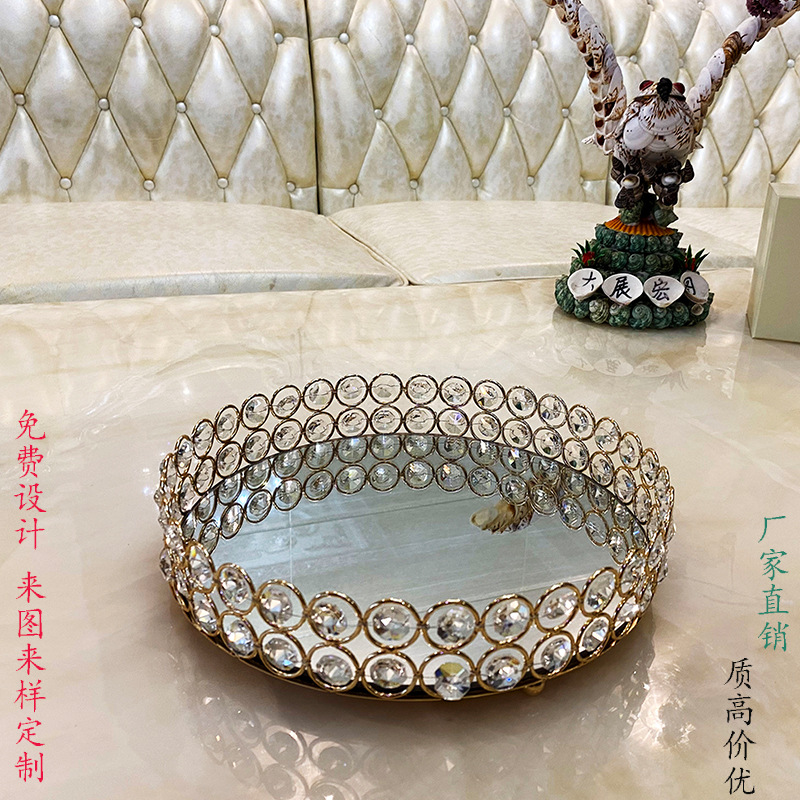 European-Style Metal French Wine Tray Ins Style Creative Coffee Tray Crystal Crafts