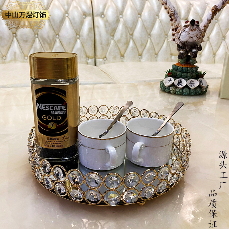 European-Style Metal French Wine Tray Ins Style Creative Coffee Tray Crystal Crafts