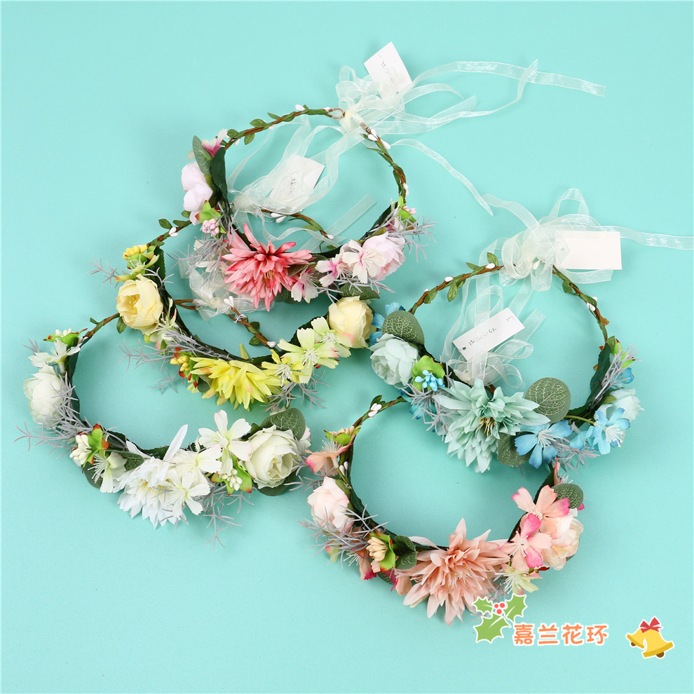 Artificial Flower Garland Bridal Wedding Dress up Headwear Beach Vacation Travel Dress up Photography Modeling Props