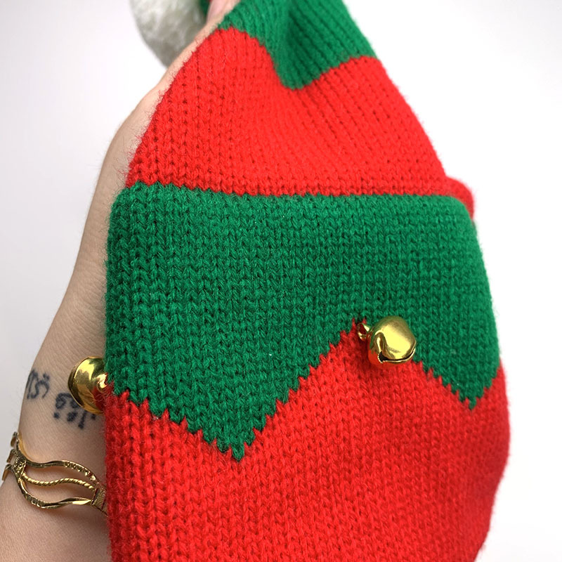 Children's Hat Autumn and Winter New Christmas Hat Striped Bell Knitted Woolen Cap Cross-Border Halloween Gift Christmas Hat