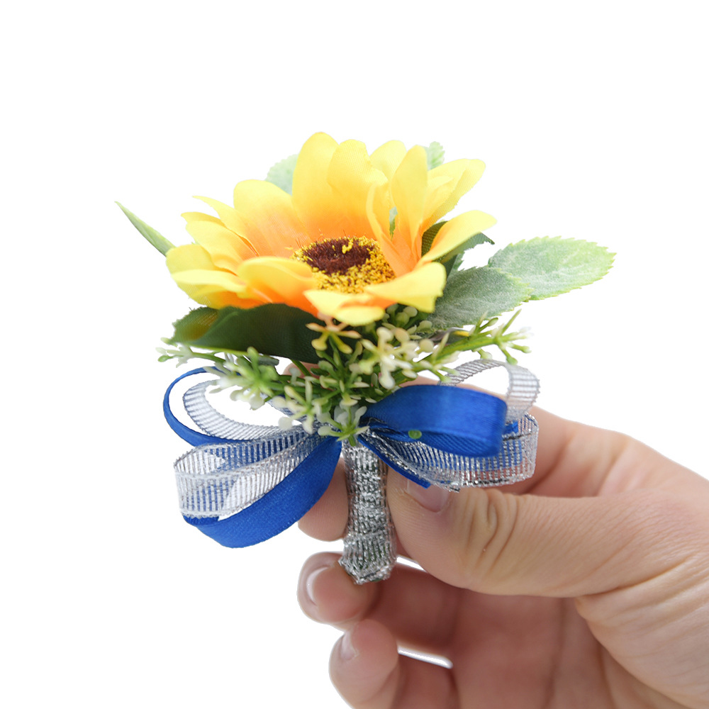 D810 SUNFLOWER Corsage Men and Women Wedding Wedding Bride Bridegroom Corsage Christmas Gift Gift Real Price