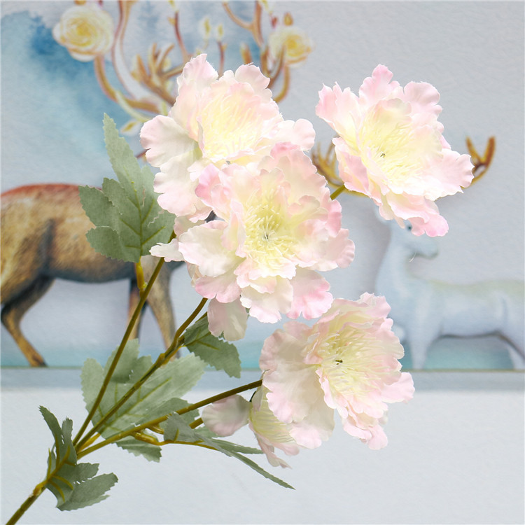 Western Rose Wedding Celebration Decoration Artificial Flower Artificial Flower European-Style Core 3 Peony Wholesale Origin Supply
