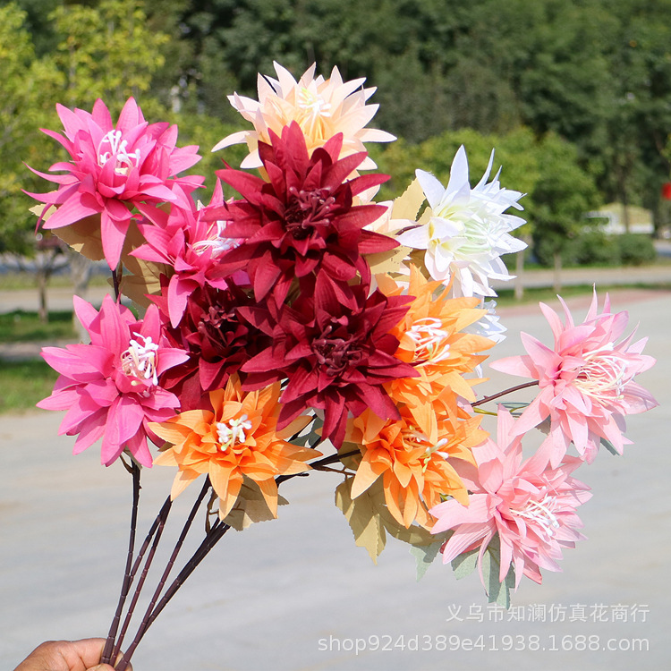 Western Rose Wedding Celebration Decoration Artificial Flower Artificial Flower European-Style Core 3 Peony Wholesale Origin Supply
