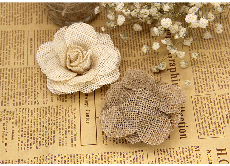 New European and American hand-made linen flowers Christmas wedding party shoes, hats and flower decoration supplies can be customized