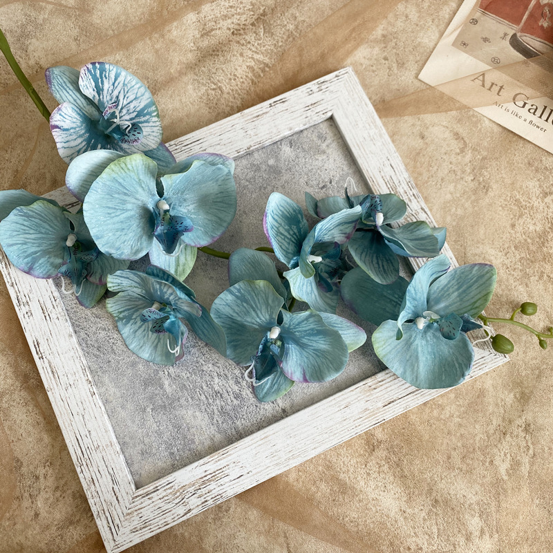 Artificial Phalaenopsis 8 Head Autumn Color Cloth with Snow Spots Wedding Beautiful Wedding Hall Decorative Silk Flower Orchid Cymbidium Faberi Foreign Trade