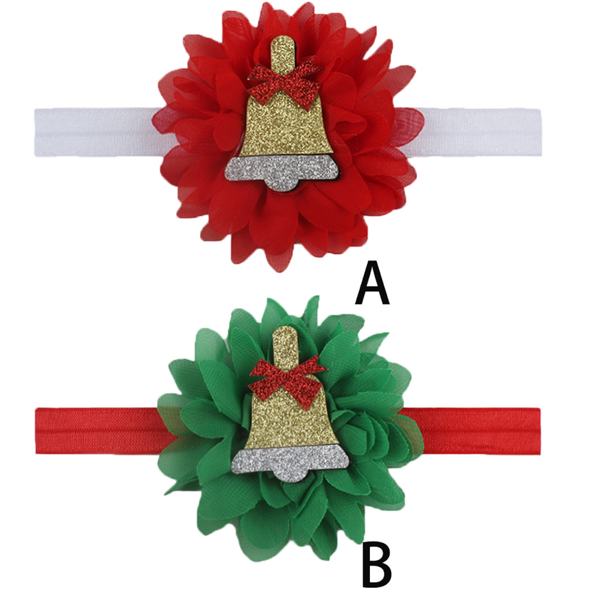 European and American New Children&#039;s Hair Band Christmas Dress Ornament Chiffon Flower Stitching Cartoon Stickers Baby Hair Accessories HTT