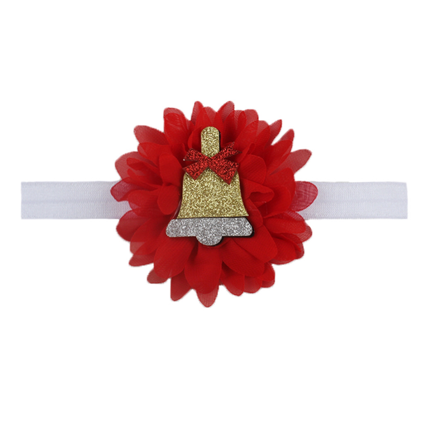European and American New Children&#039;s Hair Band Christmas Dress Ornament Chiffon Flower Stitching Cartoon Stickers Baby Hair Accessories HTT
