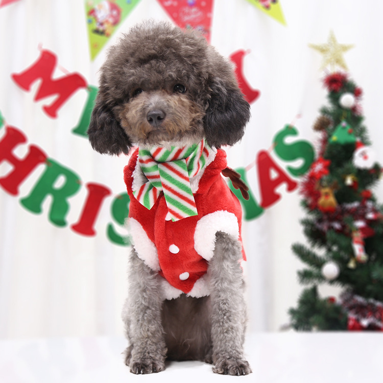 Dog Clothes Christmas Holiday Dress up Small and Medium Dogs Cat Pet Clothing Supplies Autumn and Winter Flannel Elk