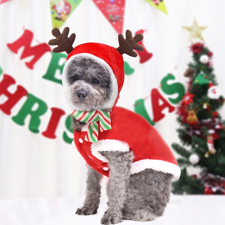 Dog Clothes Christmas Holiday Dress up Small and Medium Dogs Cat Pet Clothing Supplies Autumn and Winter Flannel Elk