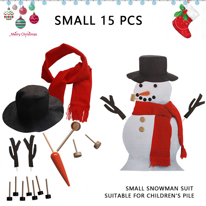 Wooden Simulation Christmas Snowman Dress-up Set Accessories Family Kit Toy Gift