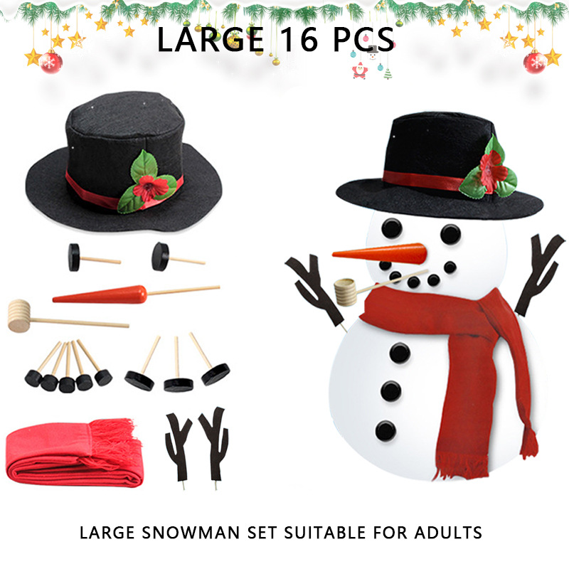 Wooden Simulation Christmas Snowman Dress-up Set Accessories Family Kit Toy Gift