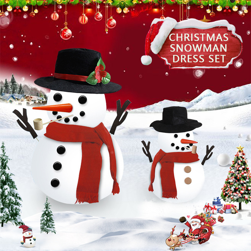 Wooden Simulation Christmas Snowman Dress-up Set Accessories Family Kit Toy Gift