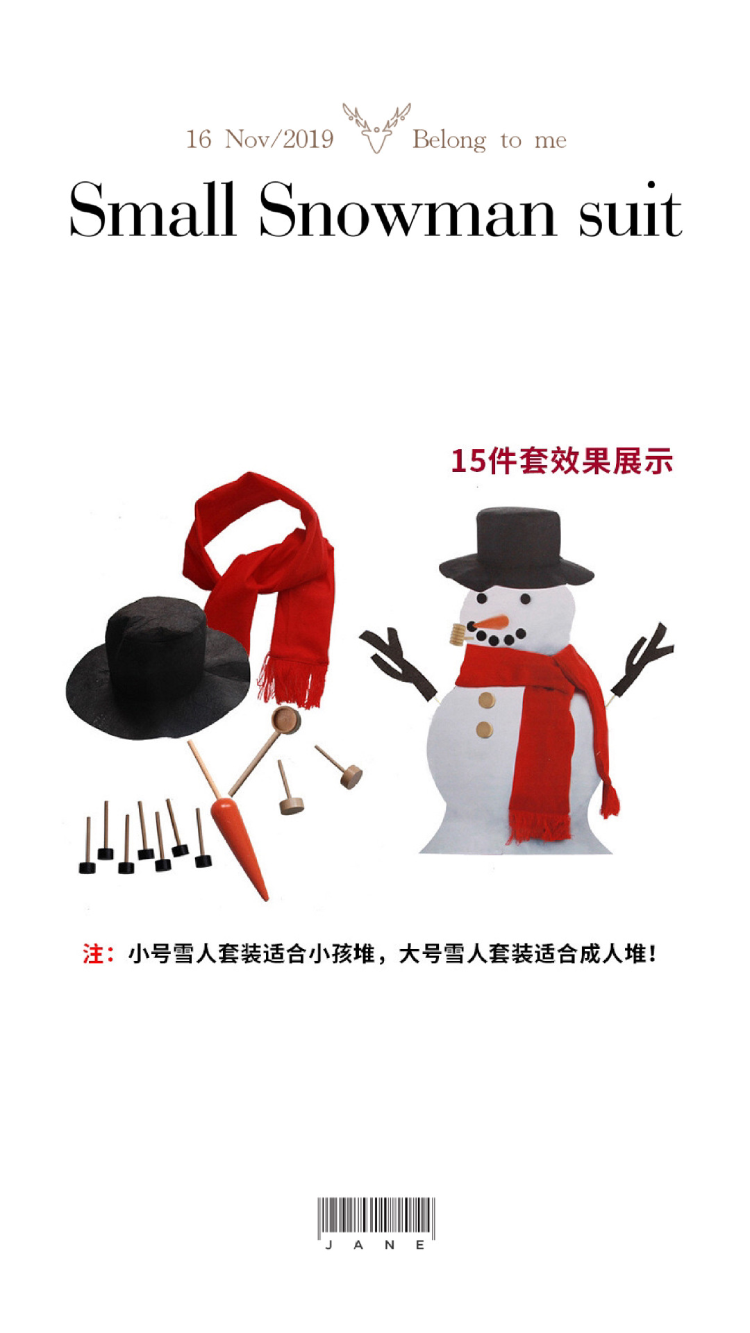 Wooden Simulation Christmas Snowman Dress-up Set Accessories Family Kit Toy Gift