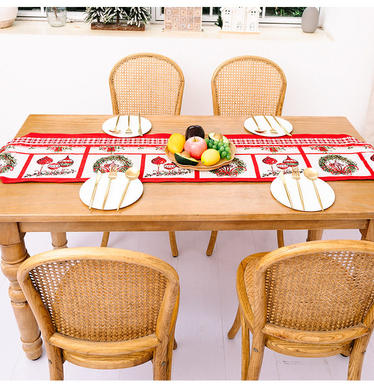 Cross-Border New Christmas Decoration New Christmas Polyester Cotton Table Runner Creative Christmas Tablecloth Dining-Table Decoration Home Dress up Cross-Border New Christmas Decoration New Christmas Polyester Cotton Table Runner Creative Christmas Tablecloth Dining-Table Decoration Home Dress up
