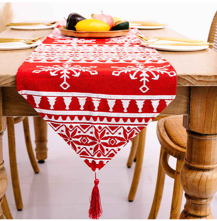 Cross-Border New Christmas Decoration New Christmas Polyester Cotton Table Runner Creative Christmas Tablecloth Dining-Table Decoration Home Dress up Cross-Border New Christmas Decoration New Christmas Polyester Cotton Table Runner Creative Christmas Tablecloth Dining-Table Decoration Home Dress up
