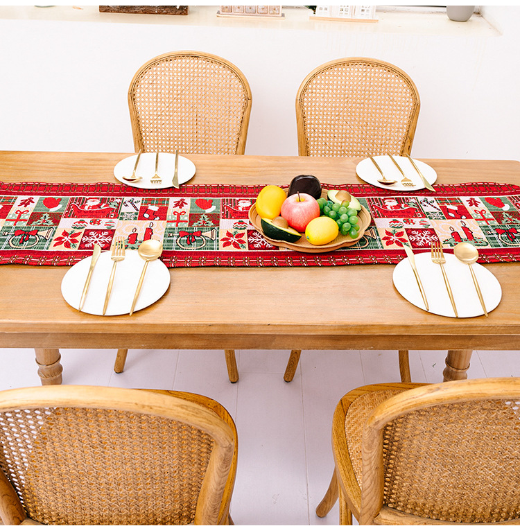 Cross-Border New Christmas Decoration New Christmas Polyester Cotton Table Runner Creative Christmas Tablecloth Dining-Table Decoration Home Dress up Cross-Border New Christmas Decoration New Christmas Polyester Cotton Table Runner Creative Christmas Tablecloth Dining-Table Decoration Home Dress up