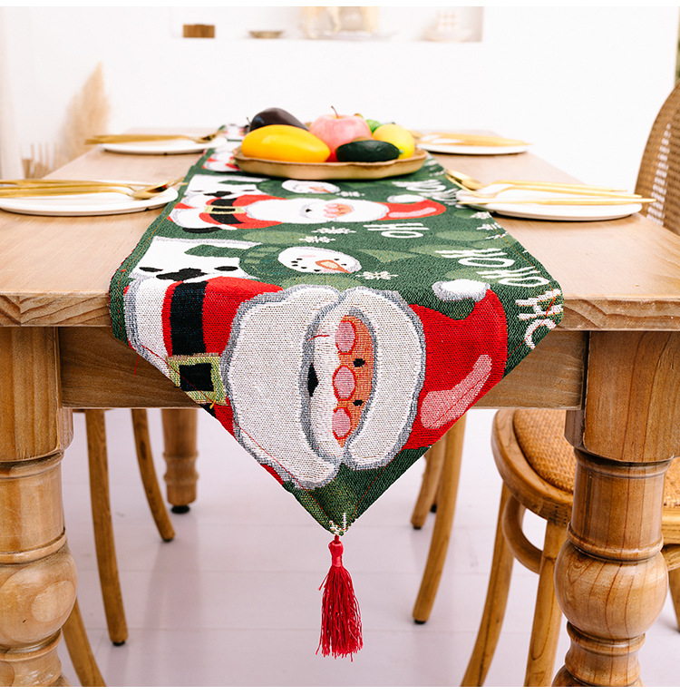 Cross-Border New Christmas Decoration New Christmas Polyester Cotton Table Runner Creative Christmas Tablecloth Dining-Table Decoration Home Dress up Cross-Border New Christmas Decoration New Christmas Polyester Cotton Table Runner Creative Christmas Tablecloth Dining-Table Decoration Home Dress up
