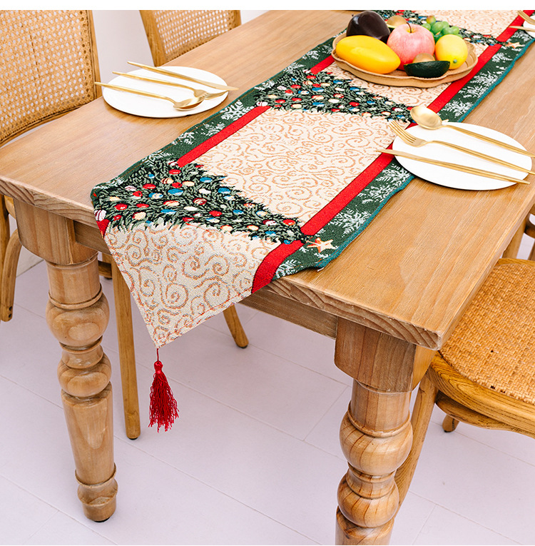 Cross-Border New Christmas Decoration New Christmas Polyester Cotton Table Runner Creative Christmas Tablecloth Dining-Table Decoration Home Dress up Cross-Border New Christmas Decoration New Christmas Polyester Cotton Table Runner Creative Christmas Tablecloth Dining-Table Decoration Home Dress up