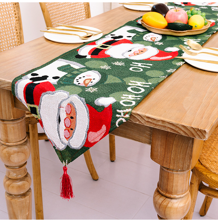 Cross-Border New Christmas Decoration New Christmas Polyester Cotton Table Runner Creative Christmas Tablecloth Dining-Table Decoration Home Dress up Cross-Border New Christmas Decoration New Christmas Polyester Cotton Table Runner Creative Christmas Tablecloth Dining-Table Decoration Home Dress up
