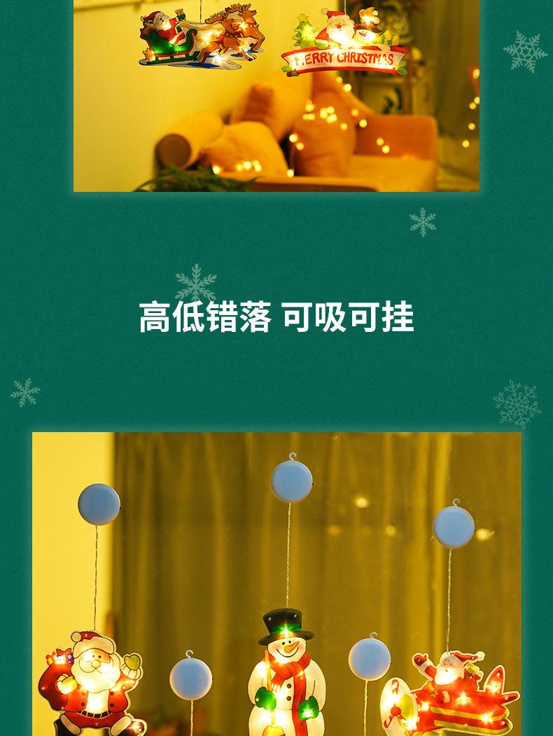 Amazon Spot Christmas Decorative Lights Holiday Dress-up Shop Show Window Scene Layout Suction Lamp Small Ornaments