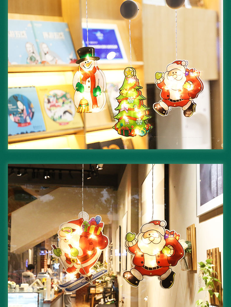 Amazon Spot Christmas Decorative Lights Holiday Dress-up Shop Show Window Scene Layout Suction Lamp Small Ornaments
